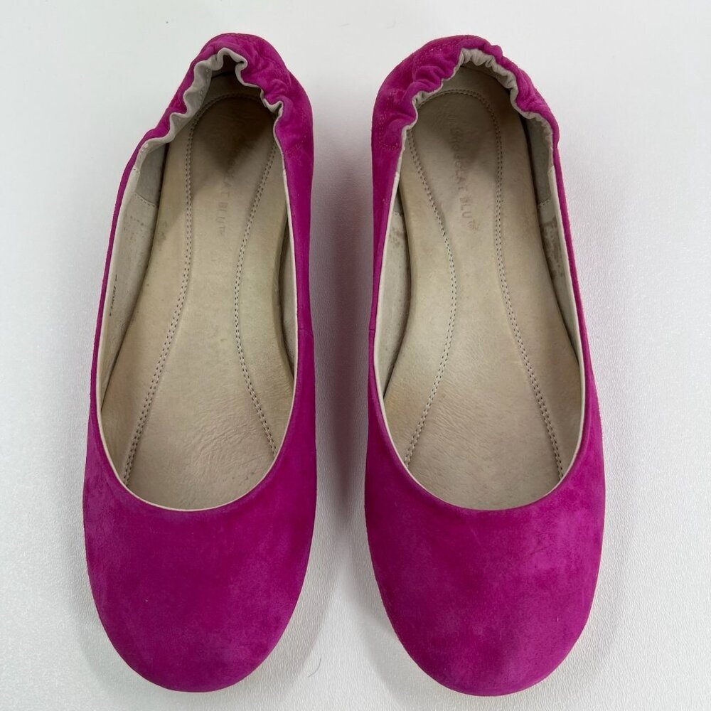 Chocolat Blu Virgo Ballet Flat Shoes Womens 9 Slip On Micro Wedge Suede Fuchsia